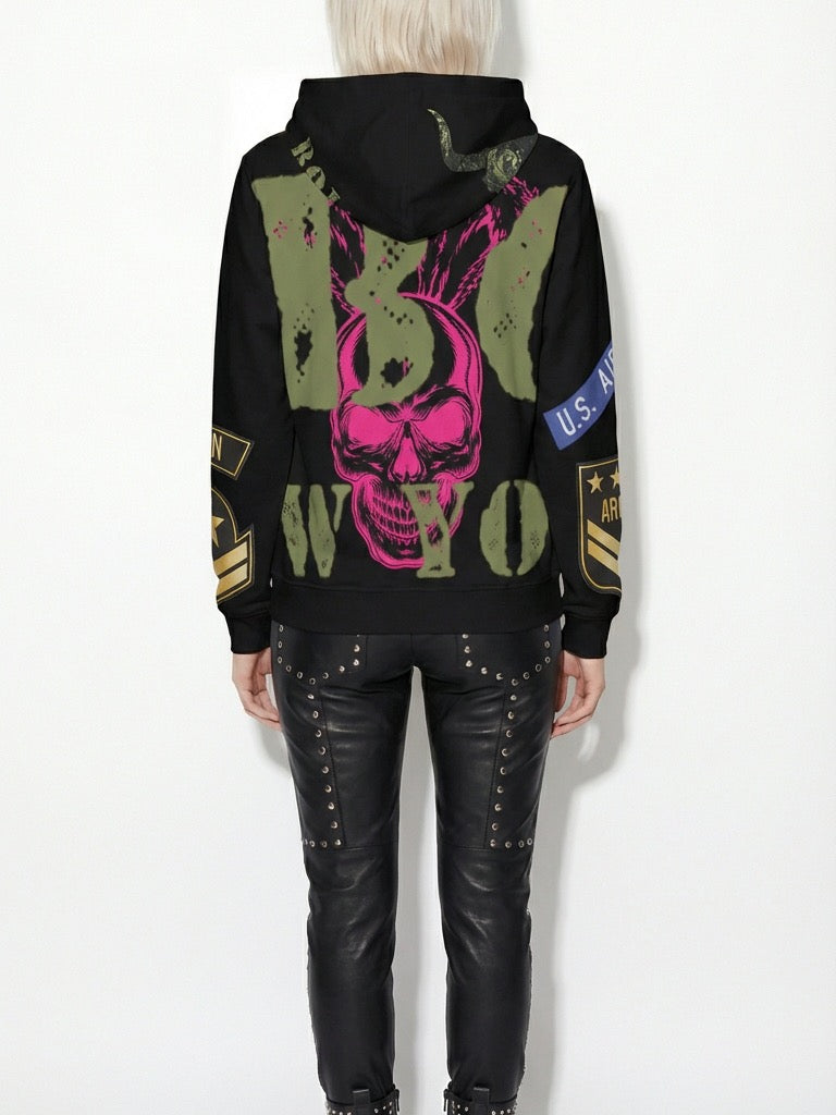 Hoodie black Skull Indian Army