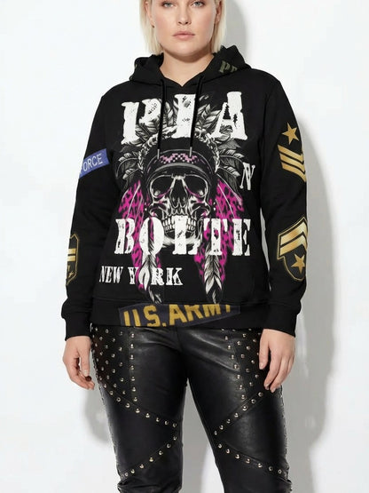 Hoodie black Skull Indian Army