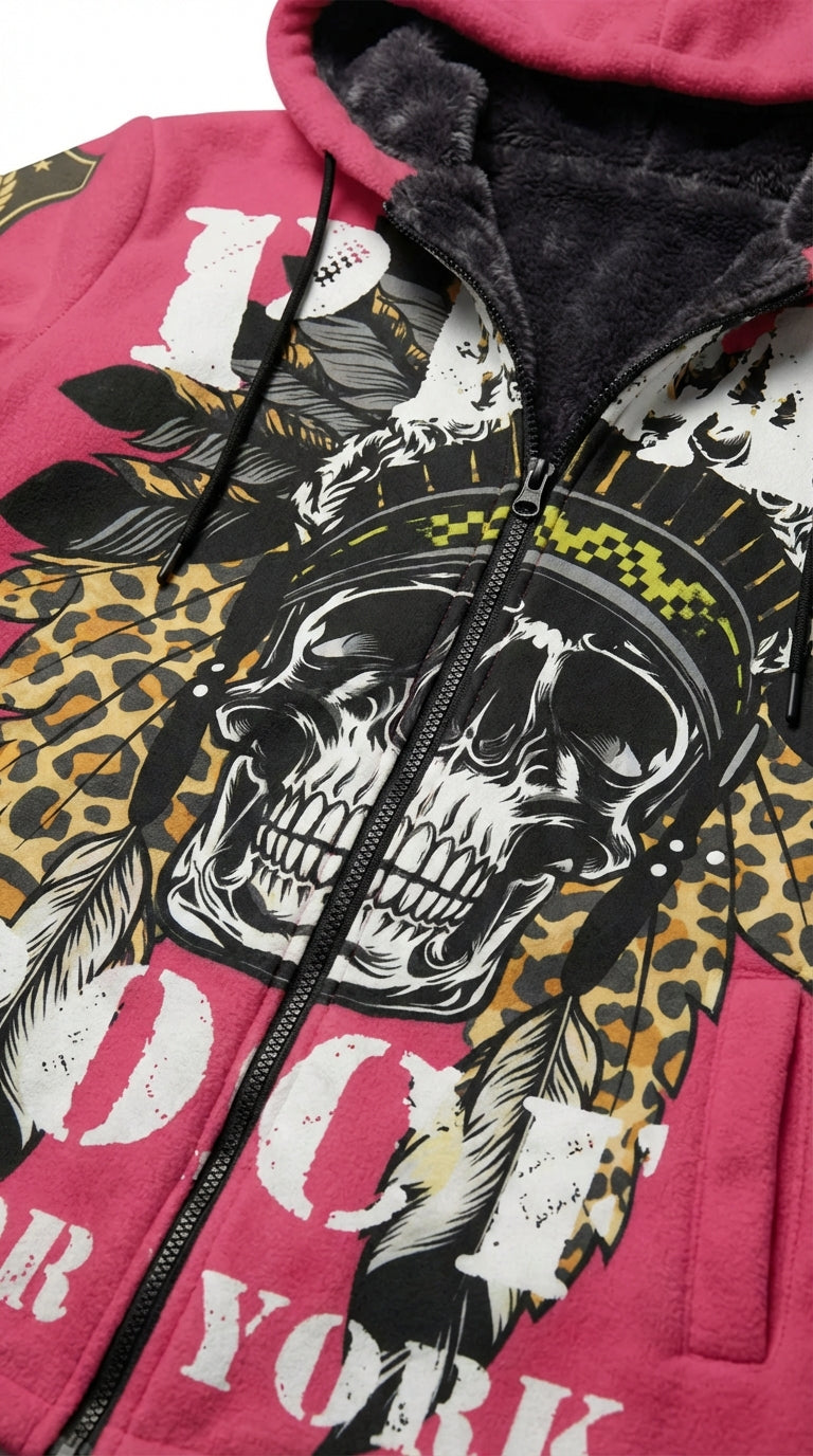 Hoodie Jacket purple Skull Indianer - PIA BOLTE® COUTURE