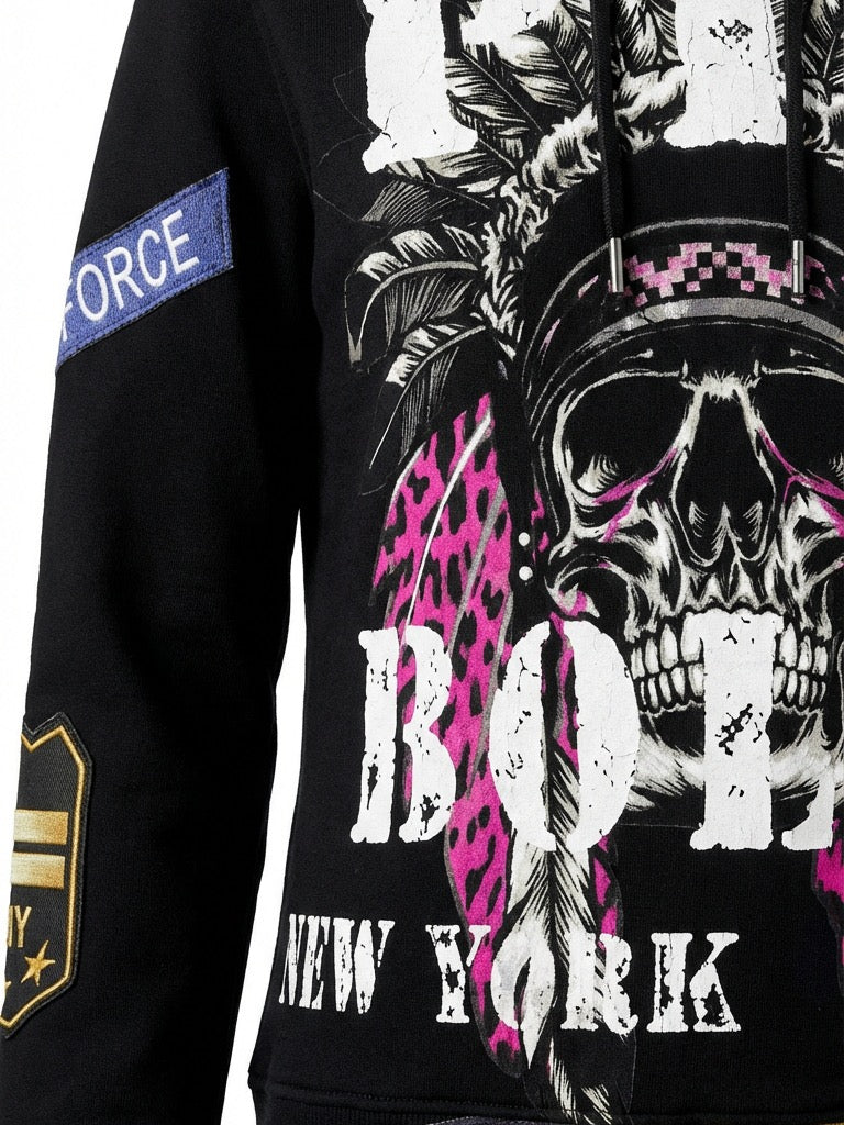 Hoodie black Skull Indian Army