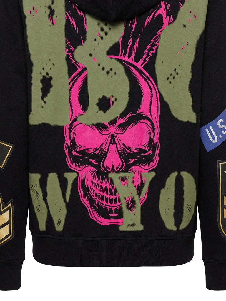 Hoodie black Skull Indian Army