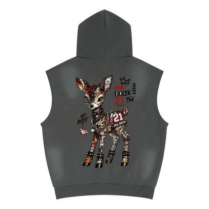 PIA BOLTE® Iron Grey Studded Sleeveless Hoodie