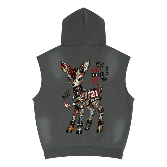 PIA BOLTE® Iron Grey Studded Sleeveless Hoodie