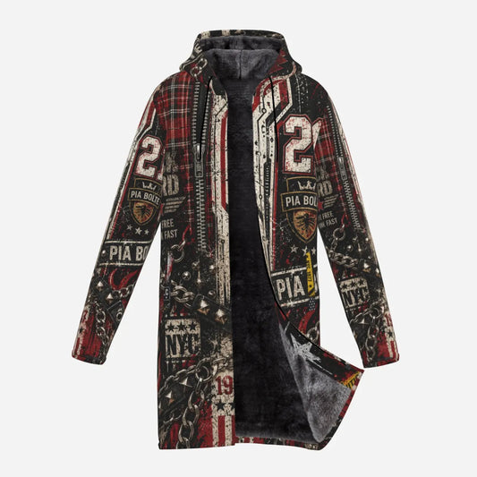 PIA BOLTE® REBEL SKULL COLLEGE ROCKSTAR SHERPA LONG JACKET