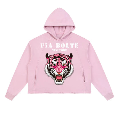 PIA BOLTE® NEW YORK PINK TIGER & TRAVEL ANGEL VINTAGE HOODIE
