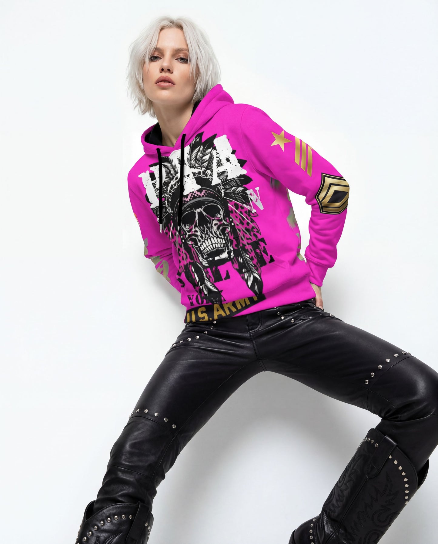 Hoodie pinky Skull Indian