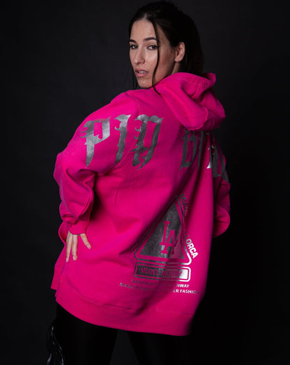 Hoodie LA pink silver