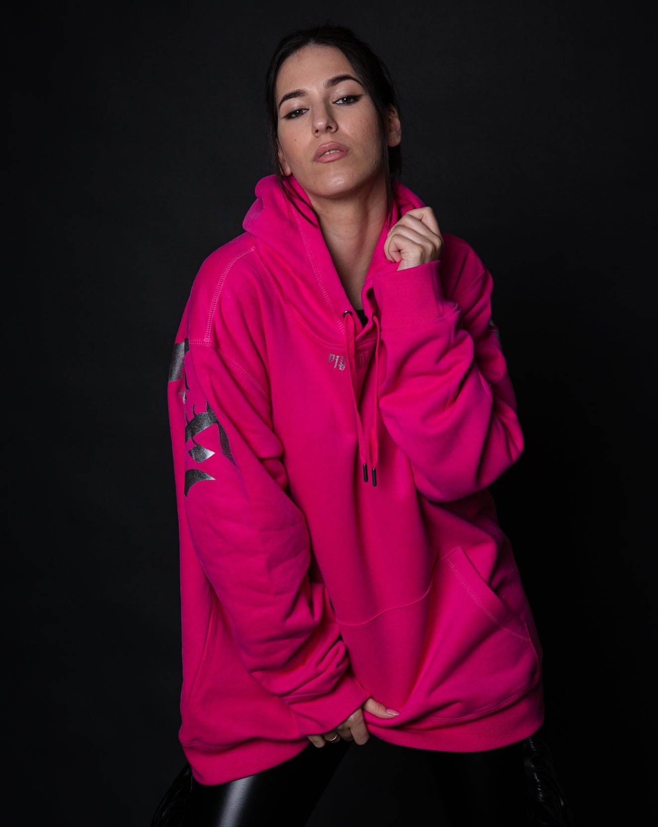 Hoodie LA pink silver