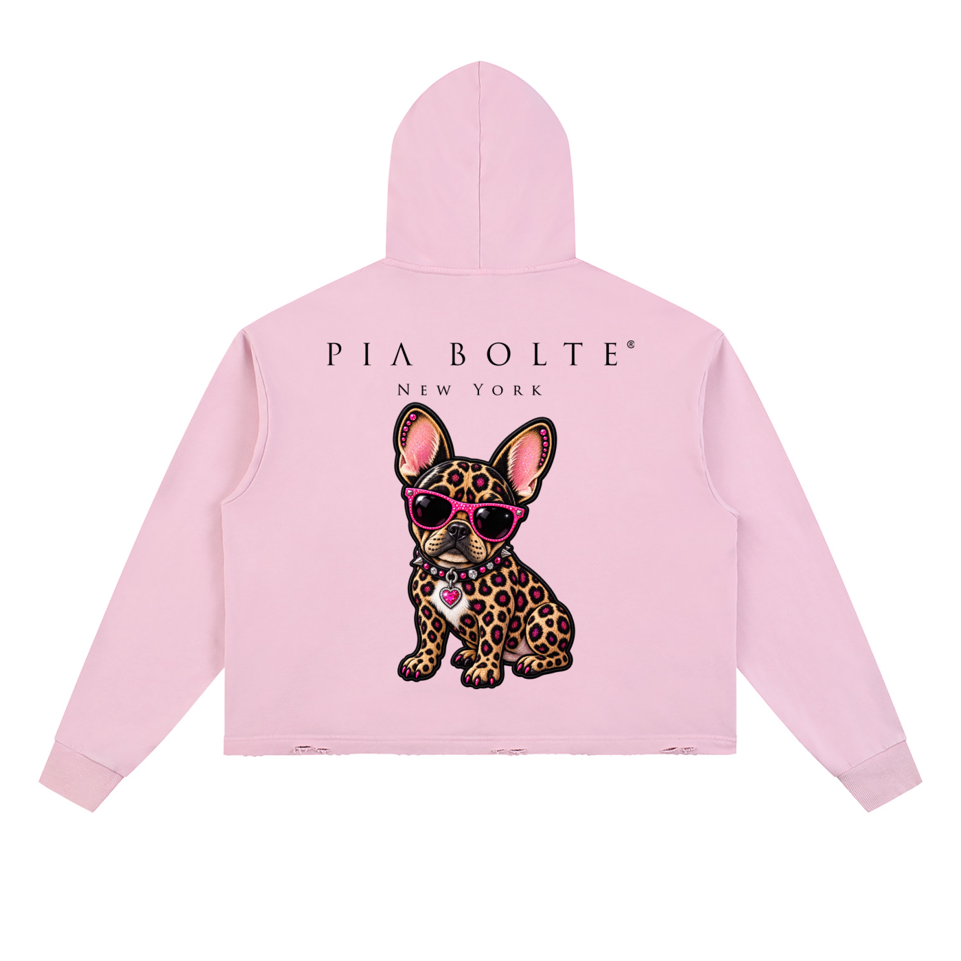 PIA BOLTE® PRINCESS FAWN & LEOPARD DOG FRAYED-HEM HOODIE