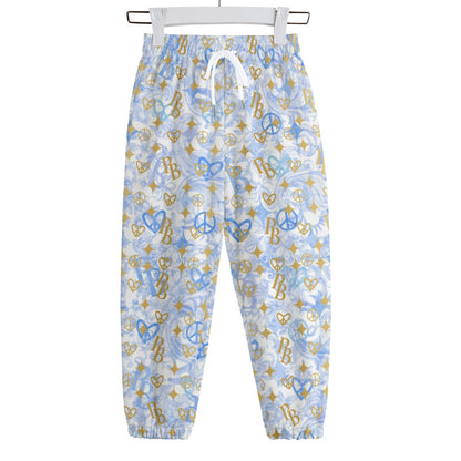PIA BOLTE® Kinder-Hose Delft Dreams – bequeme Kids Pants mit Blau-Weiß-Print & goldenen Akzenten