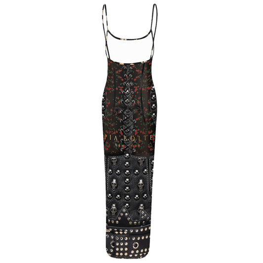 Elegantes Damenkleid von PIA BOLTE® – Gothic Silhouette im roten und schwarzen Design mit Leder-Optik