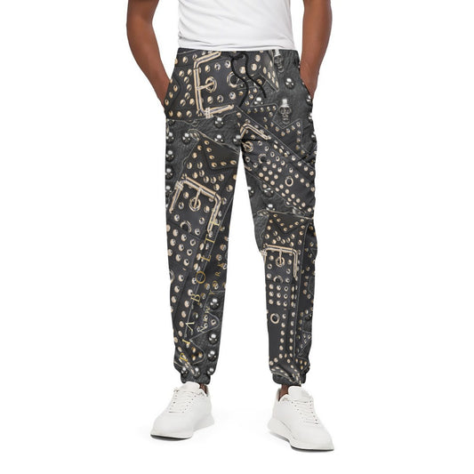 PIA BOLTE® Hose Denim in Denim – Pants mit Allover-Print aus Nieten, Schnallen & Denim-Optik