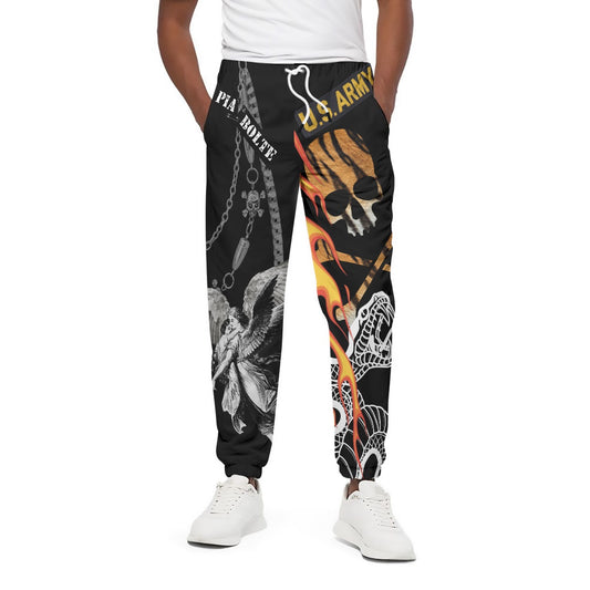 PIA BOLTE® Hose Wild Flames – schwarze Hose mit Skull-Print, Flammen & Engel-Motiv