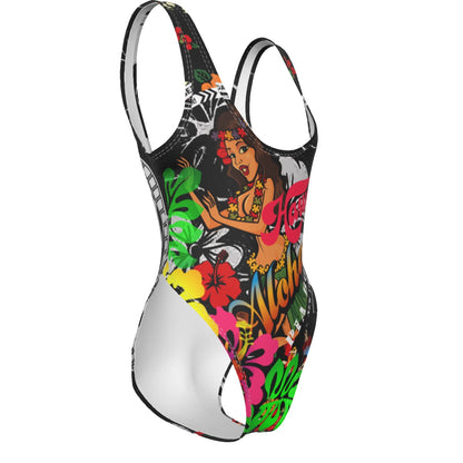 High Cut Swimsuit Aloha Hawaii Flower Power