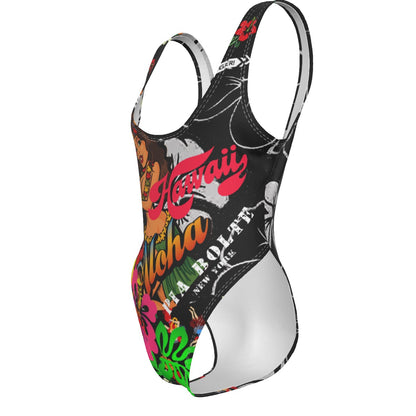 High Cut Swimsuit Aloha Hawaii Flower Power