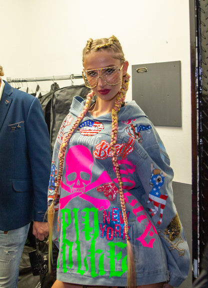 JEANS Hoodie Skull Strass