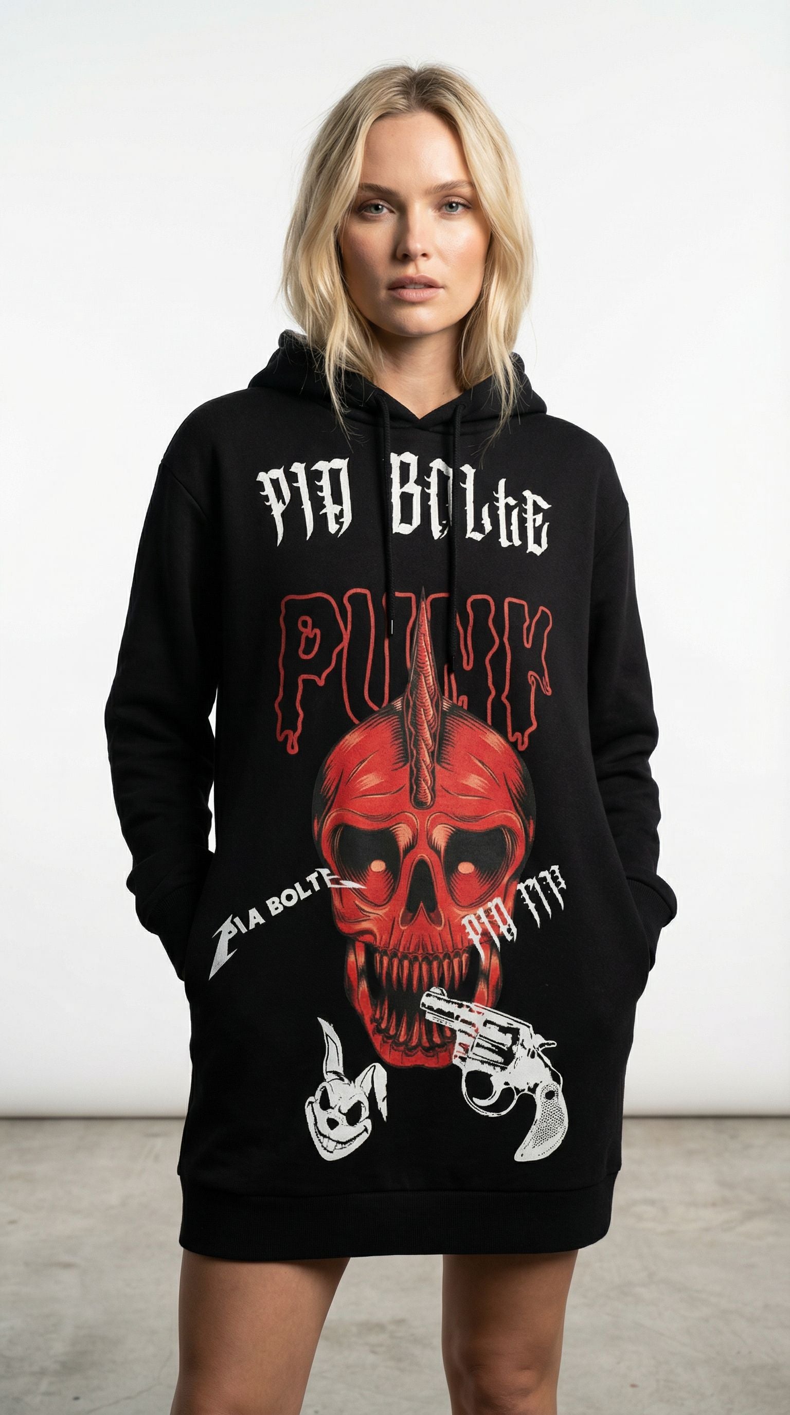 Hoodie long PUNK SKULL - PIA BOLTE® COUTURE