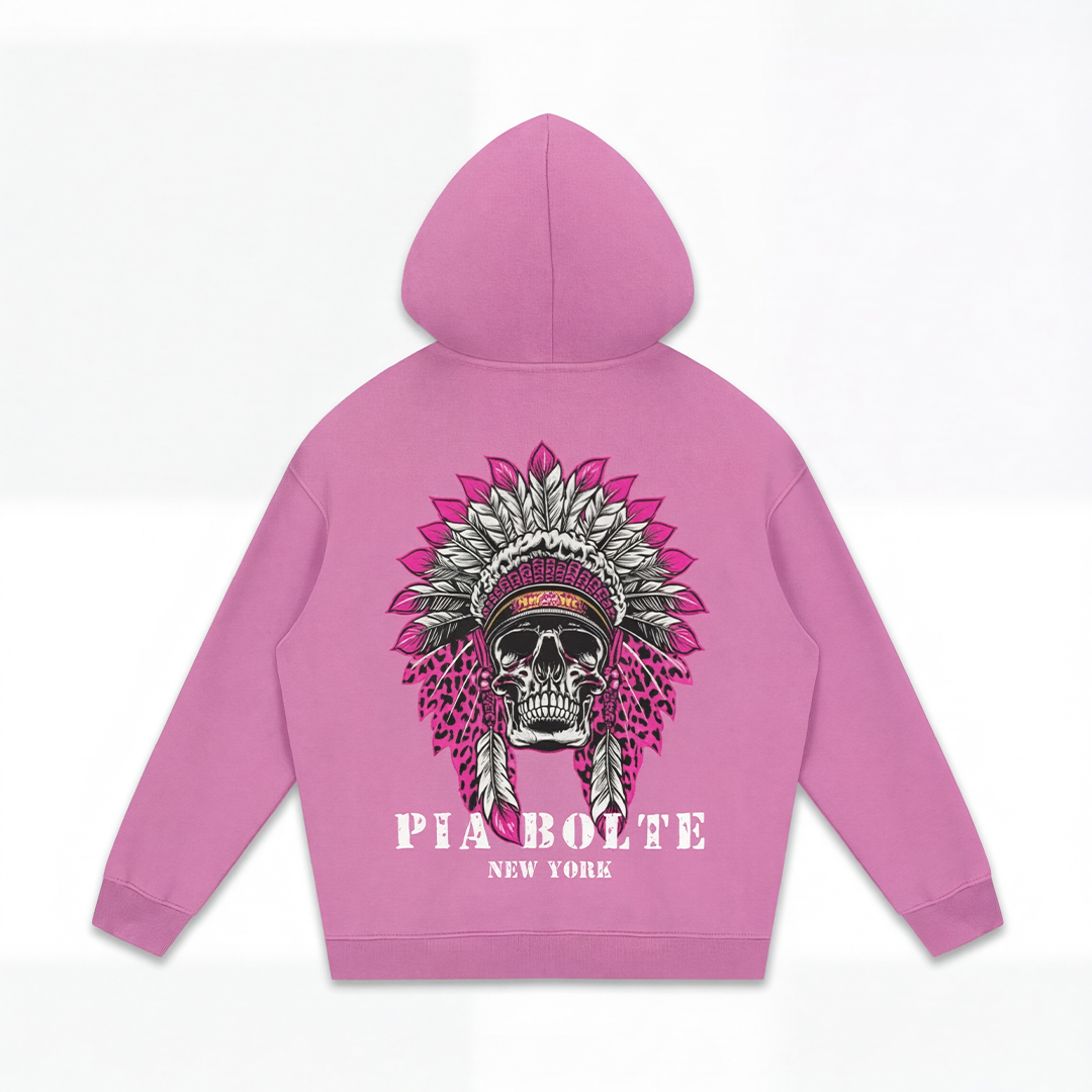 PIA BOLTE® Hoodie - pink LOVE chief indiana skull (unisex)