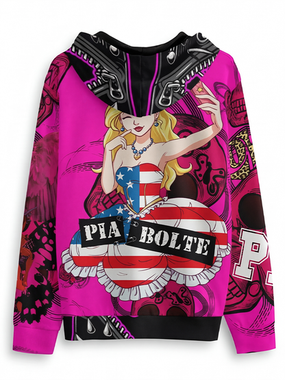 Hoodie Delft Pink Skully 👌👌