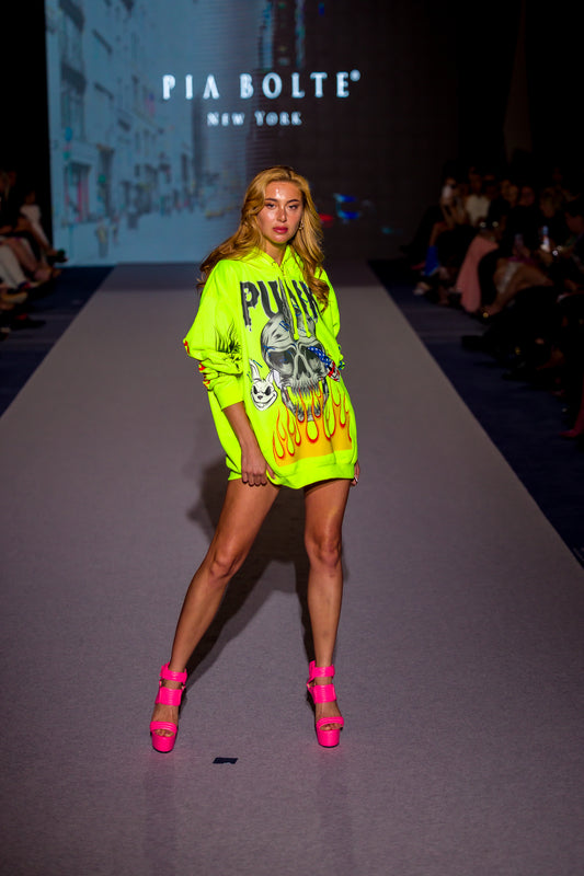 SKULL neon Yellow HOODIE