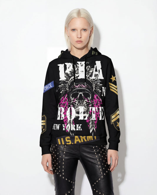 Hoodie black Skull Indian Army