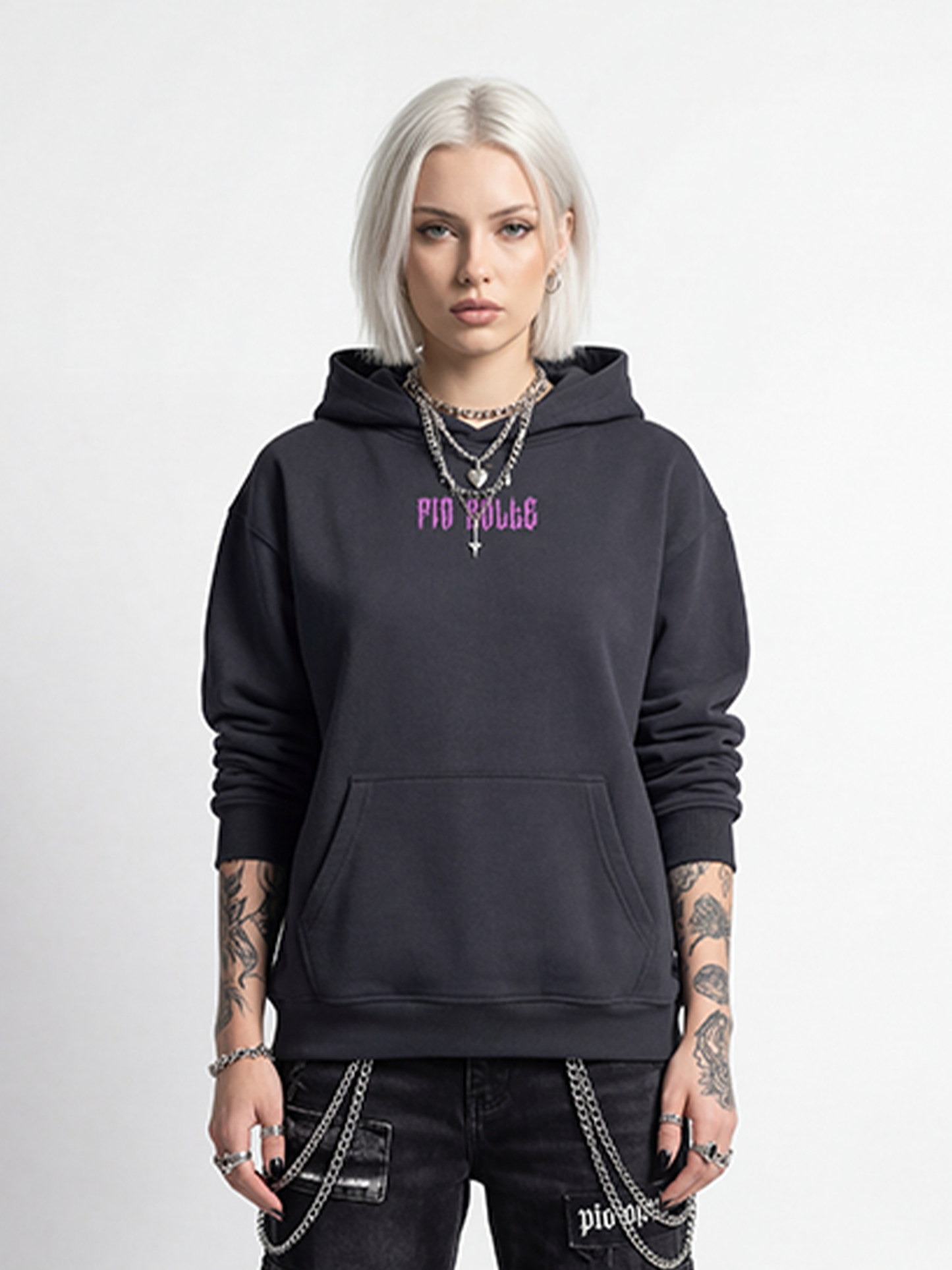 WINTER Hoodie LA black pink fleece - PIA BOLTE® COUTURE