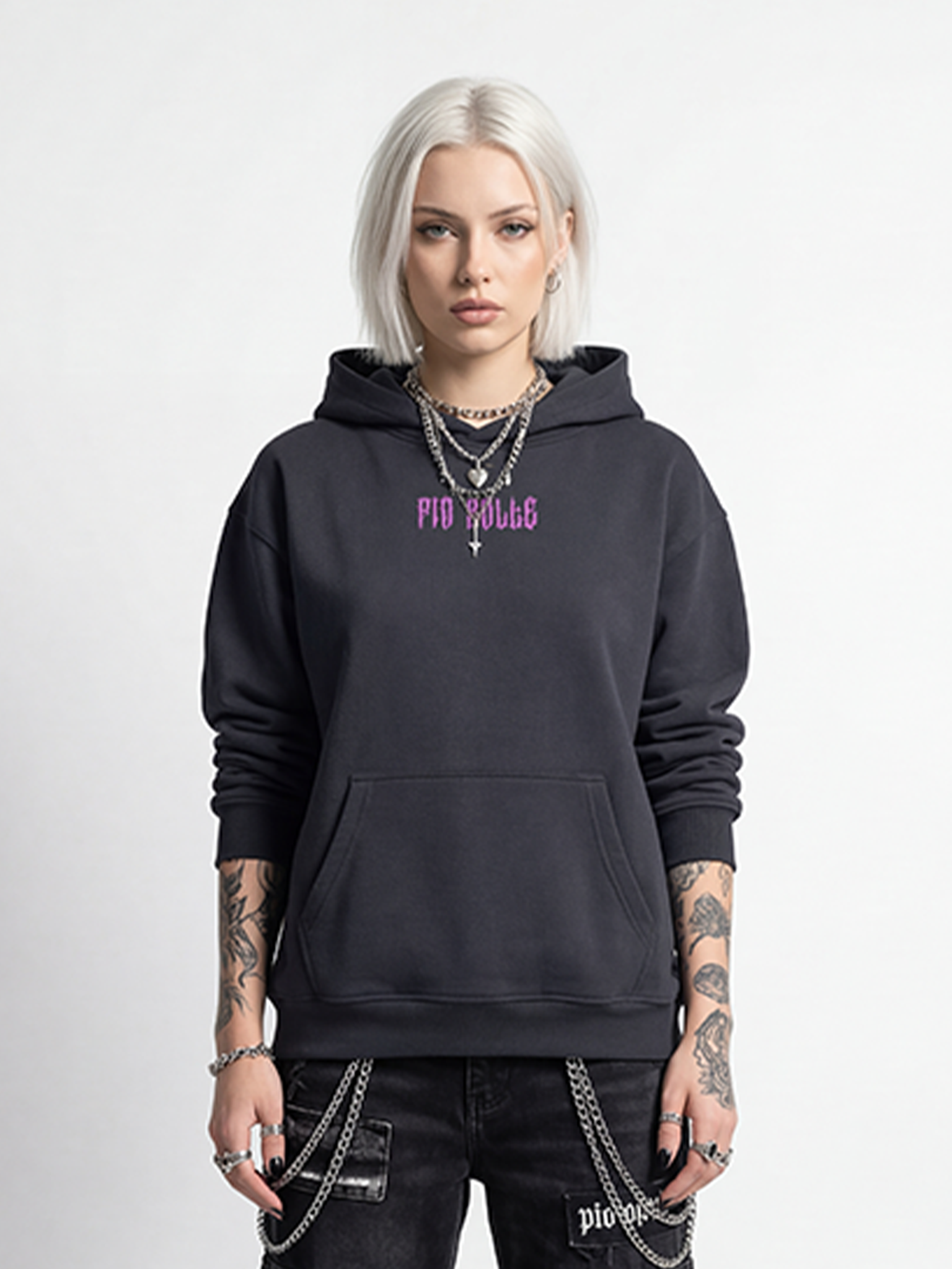 WINTER Hoodie LA black pink fleece - PIA BOLTE® COUTURE