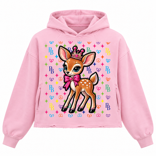 PIA BOLTE® PRINCESS FAWN & LEOPARD DOG FRAYED-HEM HOODIE