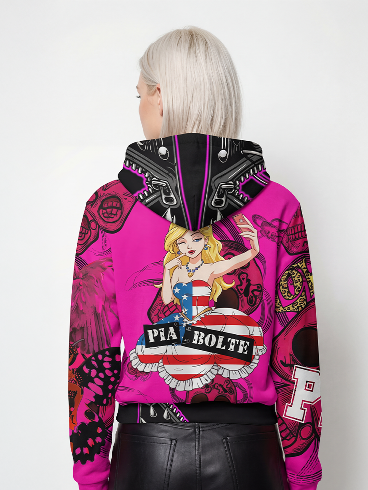 Hoodie Delft Pink Skully 👌👌