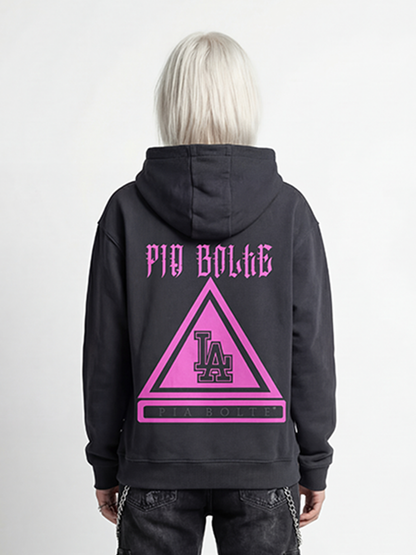 WINTER Hoodie LA black pink fleece - PIA BOLTE® COUTURE