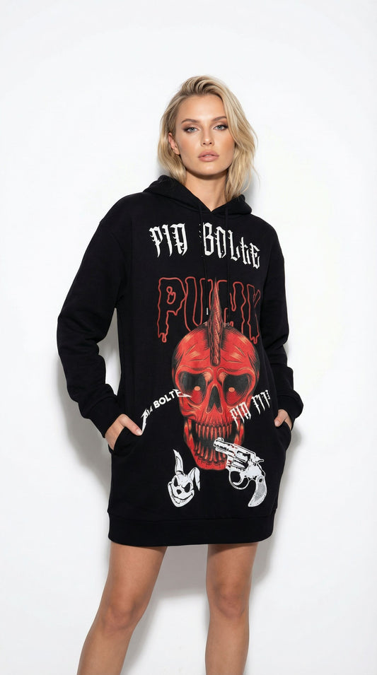 Hoodie long PUNK SKULL
