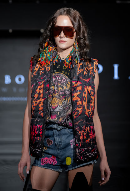 PIA BOLTE® WILD ROCKSTAR EAGLE LEOPARD STATEMENT VEST