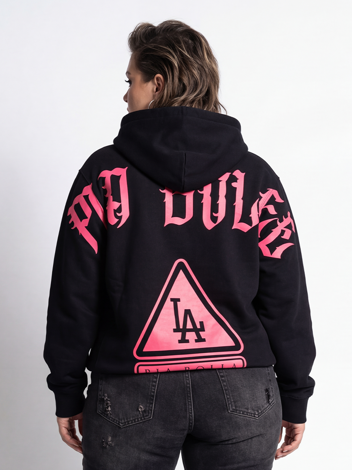 Hoodie LA black neon pink - PIA BOLTE® COUTURE