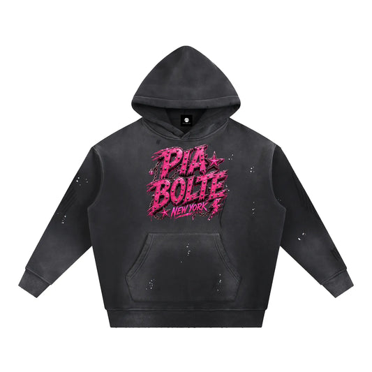 PIA BOLTE® REBEL TIGER NEW YORK FRAYED-HEM HOODIE