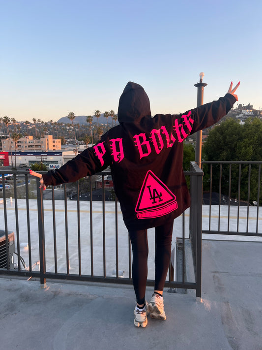 Hoodie LA black neon pink