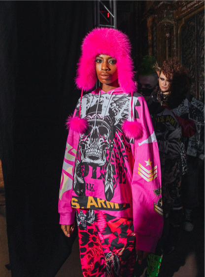 Hoodie pink Skull Indianer U.S. Army ᴸᴵᴹᴵᵀᴱᴰ