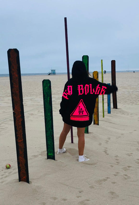 Hoodie LA pink black