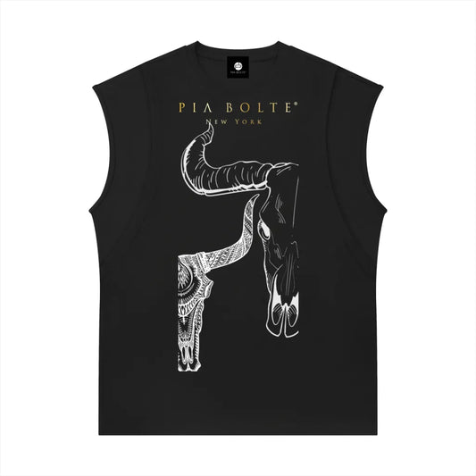 PIA BOLTE® Horn Skull Tank – Minimal Statement Shirt - PIA BOLTE® COUTURE