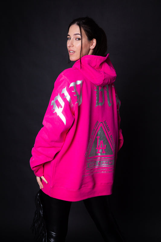 Hoodie LA pink silver