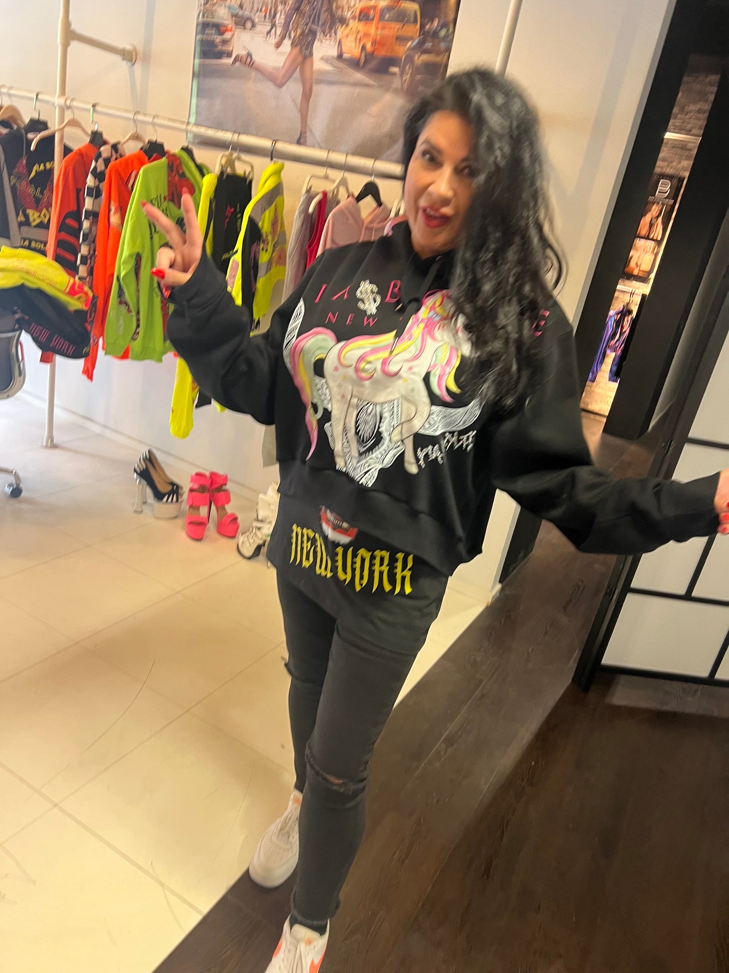 Hoodie CROP Skull DJ & unicorn