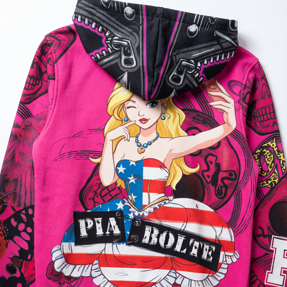 Hoodie Delft Pink Skully 👌👌