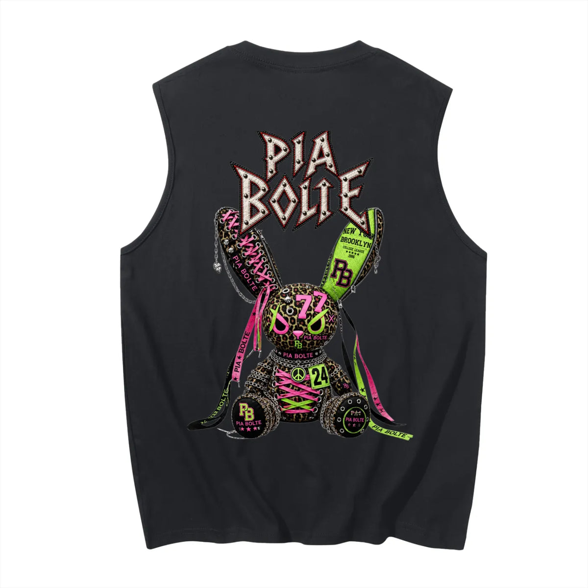 PIA BOLTE® WILD TIGER & NEON PUNK BUNNY SLEEVELESS TOP