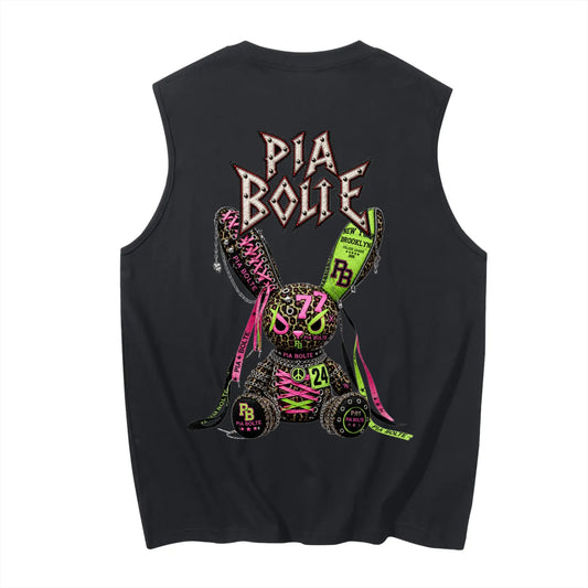 PIA BOLTE® WILD TIGER & NEON PUNK BUNNY SLEEVELESS TOP