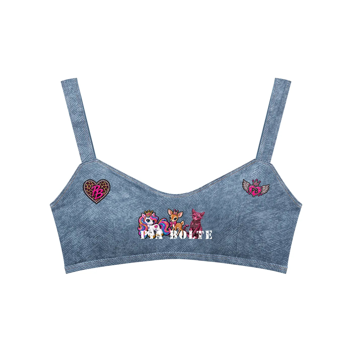 PIA BOLTE® PINK REBEL ICONS DENIM-LOOK BRA