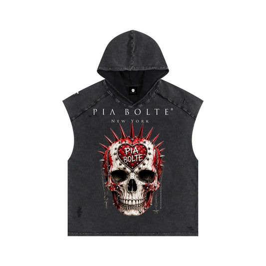 PIA BOLTE® REBEL SKULL & WILD EAGLE HOODED RAW EDGE TOP