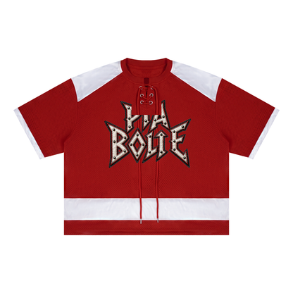 PIA BOLTE® Skull Red Hockey Mesh Lace-Up Jersey