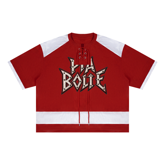 PIA BOLTE® Skull Red Hockey Mesh Lace-Up Jersey