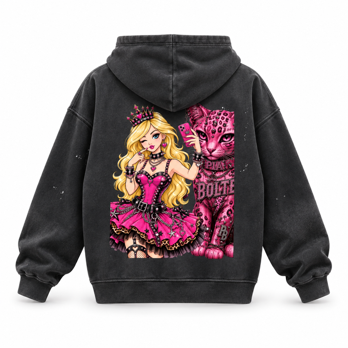 PIA BOLTE® PRINCESS & CAT DISTRESSED FLEECE HOODIE