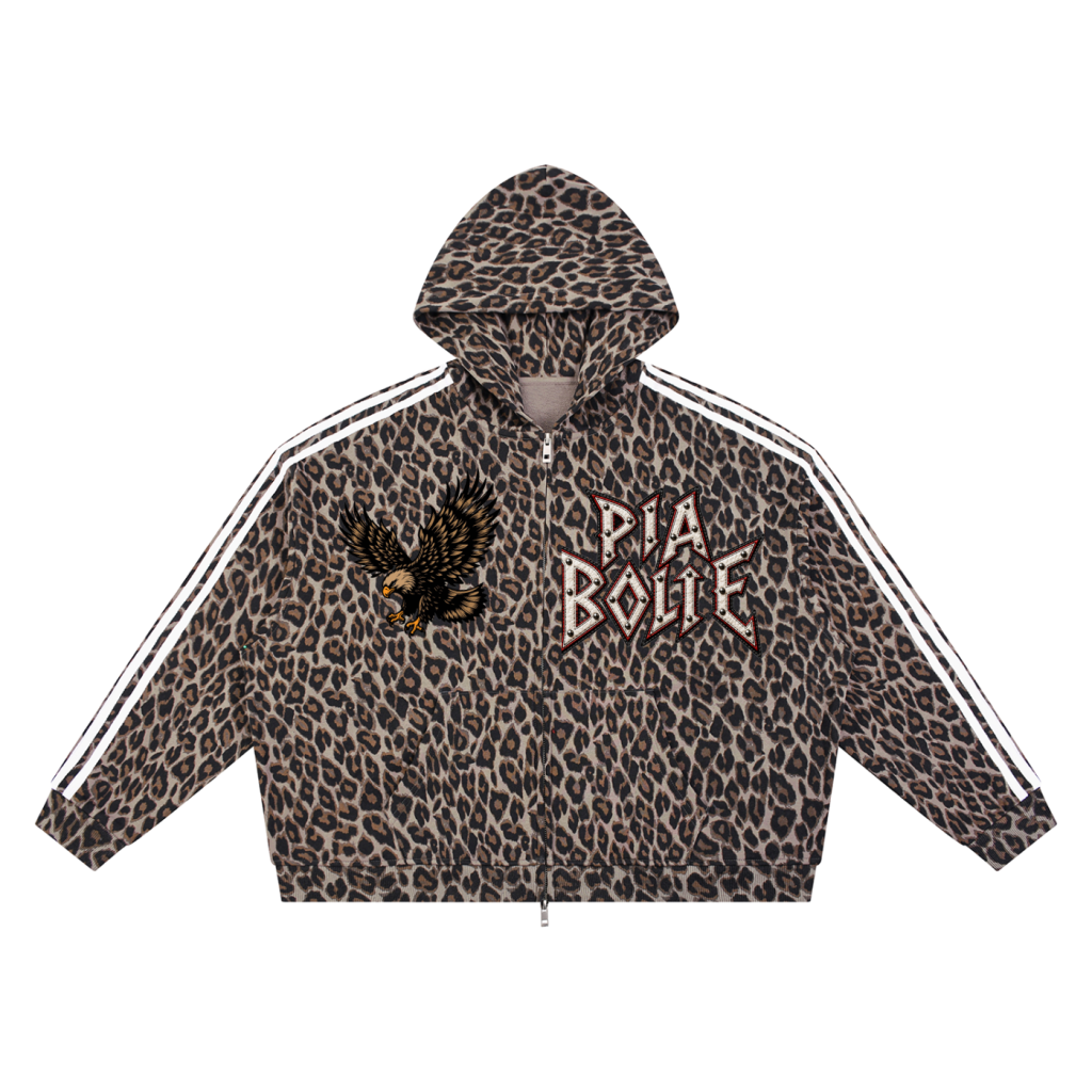 PIA BOLTE® 1977 EAGLE SKULL LEOPARD FULL ZIP HOODIE