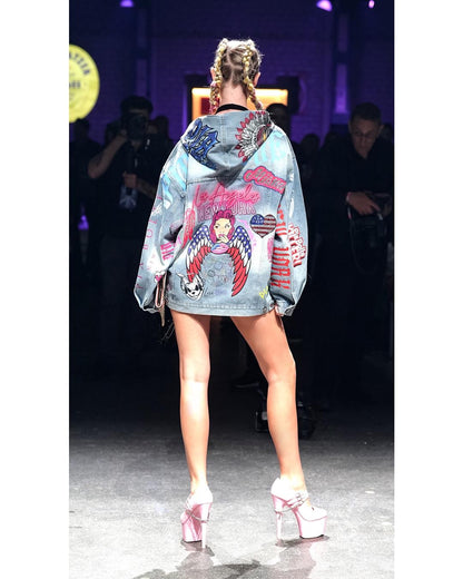 JEANS Hoodie Skull Strass